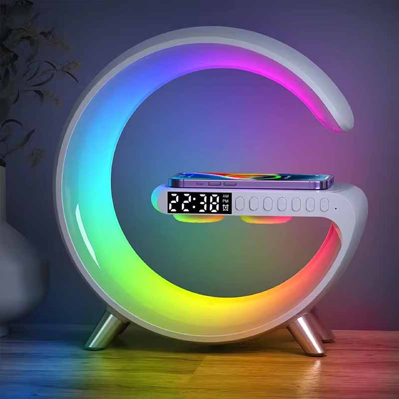 Lampa Smart LED RGB cu incarcator Wireless 15W-alb