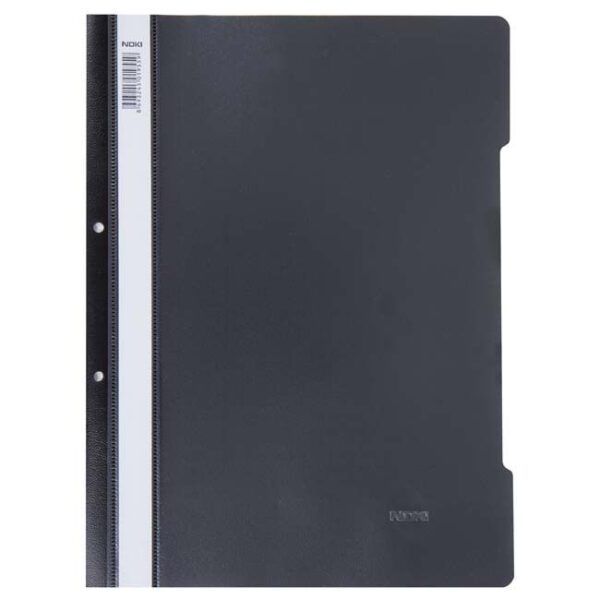 Dosar plastic cu șină și perforatii, A4, negru - Noki