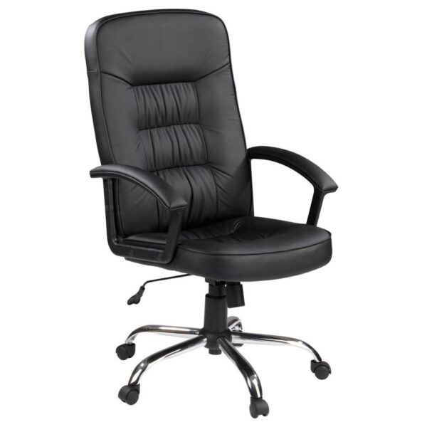 Scaun de birou, rotativ, functie tilt, piele ecologica, negru, max 100 kg, 61x61x105/115 cm, Malatec (Second Hand)